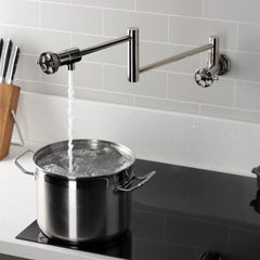 Wall Mount Pot Filler Faucet, Webb, Two-Handle in Polished Nickel