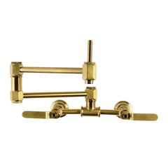 Wall Mount Pot Filler Faucet, Whitaker, 2-Hole in Brushed Brass