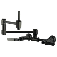 Wall Mount Pot Filler Faucet, Whitaker, Hot and Cold in Matte Black