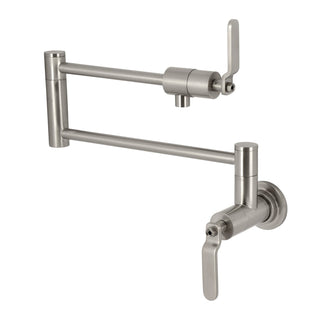 Wall Mount Pot Filler Faucet, Whitaker, Two-Handle in Brushed Nickel