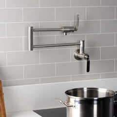 Wall Mount Pot Filler Faucet, Whitaker, Two-Handle in Brushed Nickel