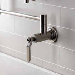 Wall Mount Pot Filler Faucet, Whitaker, Two-Handle in Brushed Nickel