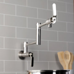 Wall Mount Pot Filler Faucet, Whitaker, Two-Handle in Brushed Nickel