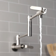 Wall Mount Pot Filler Faucet, Whitaker, Two-Handle in Brushed Nickel