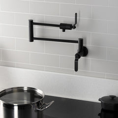 Wall Mount Pot Filler Faucet, Whitaker, Two-Handle in Matte Black