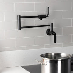 Wall Mount Pot Filler Faucet, Whitaker, Two-Handle in Matte Black