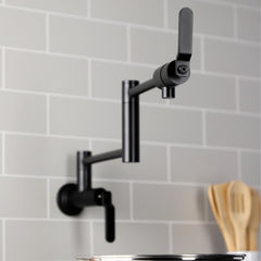 Wall Mount Pot Filler Faucet, Whitaker, Two-Handle in Matte Black