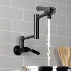 Wall Mount Pot Filler Faucet, Whitaker, Two-Handle in Matte Black