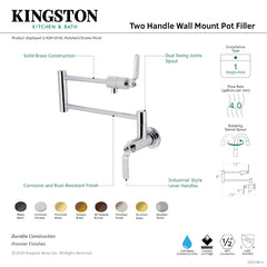 Wall Mount Pot Filler Faucet, Whitaker, Two-Handle in Matte Black