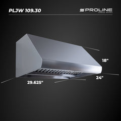 Wall Mount Range Hood, 30 Inch, Ducted, 1000 CFM, 4 Speed, Stainless Steel
