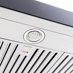 Wall Mount Range Hood, 30 Inches Wide in Brushed Stainless Steel