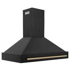 Wall Mount Range Hood, 48 in., Black Stainless Steel, Champagne Bronze