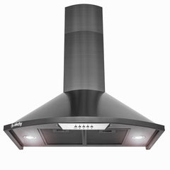 Wall Mount Range Hood, Convertible, 30 In, 343 CFM, Black Stainless Steel