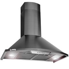 Wall Mount Range Hood, Convertible, 30 In, 343 CFM, Black Stainless Steel