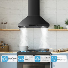 Wall Mount Range Hood, Convertible, 36 Inch, 900 CFM, Stainless Steel