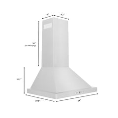 Wall Mount Range Hood, Convertible Vent, Stainless Steel