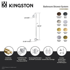 Wall Mount Shower Combo, Essex, 62 in Riser in Matte Black