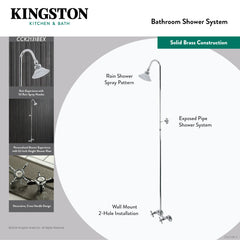 Wall Mount Shower Combo, Heirloom, 62 in Riser in Brushed Brass