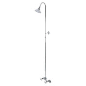Wall-Mount Shower Combo, Vintage, Twin Cross Handles, Brass, Polished Chrome