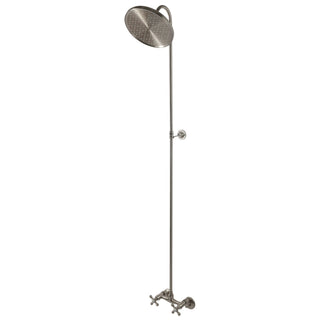 Wall Mount Shower Combo with Dual Cross Handles in Brushed Nickel