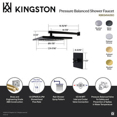 Wall Mount Shower Faucet, Metropolitan, Pressure Balanced in Brushed Brass