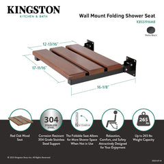 Wall Mount Shower Seat, Chaise, 19-Inch x 16-Inch in Matte Black
