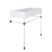 Wall-Mount Single Vanity with White Ceramic Vessel Sink and Stainless Steel Frame