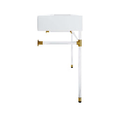 Wall-Mount Single Vanity with White Ceramic Vessel Sink and Stainless Steel Frame