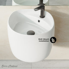 Wall-Mount Sink, Ivy, 18 In. Ceramic in Glossy White
