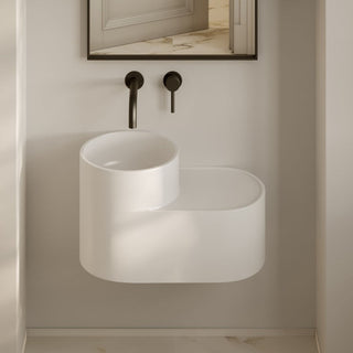 Wall-Mount Sink, Monaco, Oval Solid Surface in Matte White