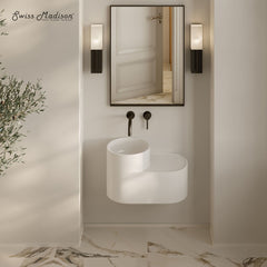 Wall-Mount Sink, Monaco, Oval Solid Surface in Matte White