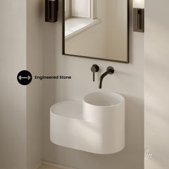 Wall-Mount Sink, Monaco, Oval Solid Surface in Matte White