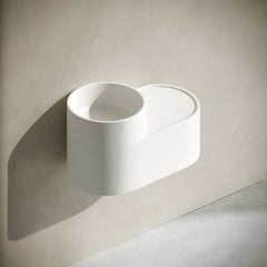 Wall-Mount Sink, Monaco, Oval Solid Surface in Matte White