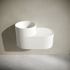 Wall-Mount Sink, Monaco, Oval Solid Surface in Matte White