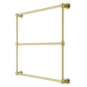 Wall Mount Towel Rack, Palatine, 36-Inch x 32-Inch 3-Tier in Polished Brass