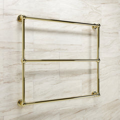 Wall Mount Towel Rack, Palatine, 36-Inch x 32-Inch 3-Tier in Polished Brass