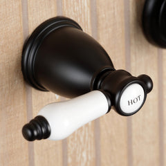 Wall Mount Tub Faucet, Bel-Air, Two-Handle 3-Hole in Matte Black
