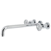 Wall Mount Tub Faucet, Belknap, Two-Handle 3-Hole in Polished Chrome