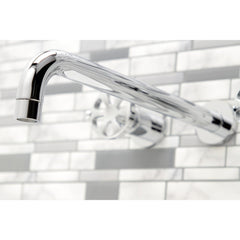 Wall Mount Tub Faucet, Belknap, Two-Handle 3-Hole in Polished Chrome