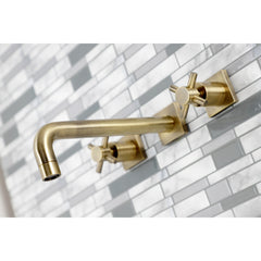 Wall Mount Tub Faucet, Concord, Two-Handle 3-Hole in Antique Brass