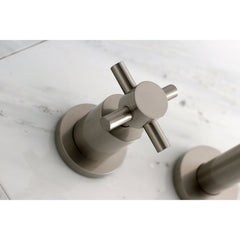Wall Mount Tub Faucet, Concord, Two-Handle 3-Hole in Brushed Nickel