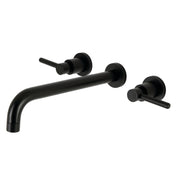Wall Mount Tub Faucet, Concord, Two-Handle 3-Hole in Matte Black