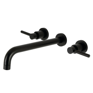Wall Mount Tub Faucet, Concord, Two-Handle 3-Hole in Matte Black