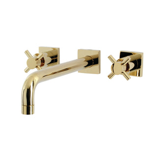 Wall Mount Tub Faucet, Concord, Two-Handle 3-Hole in Polished Brass