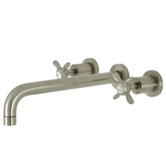 Wall Mount Tub Faucet, Essex, Two-Handle 3-Hole in Brushed Nickel