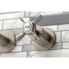 Wall Mount Tub Faucet, Essex, Two-Handle 3-Hole in Brushed Nickel