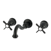 Wall Mount Tub Faucet, Essex, Two-Handle 3-Hole in Matte Black