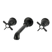 Wall Mount Tub Faucet, Essex, Two-Handle 3-Hole in Matte Black