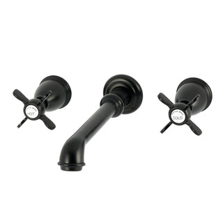 Wall Mount Tub Faucet, Essex, Two-Handle 3-Hole in Matte Black