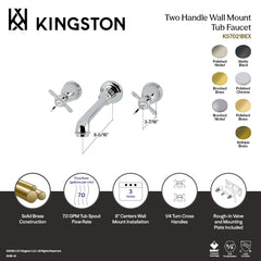 Wall Mount Tub Faucet, Essex, Two-Handle 3-Hole in Polished Chrome